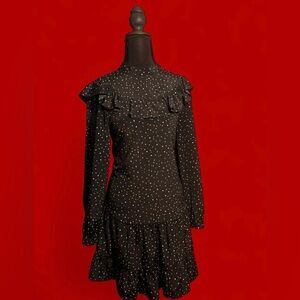 Topshop Polka Dot with Ruffle Detailing Dress